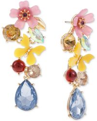 INC International Concepts Gold-tone Multicolor Mixed Stone Flower & Butterfly Statement Earrings, Created For Macy's