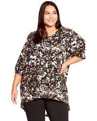 Avenue - Plus Size Leila Foil Print Top - Lyst