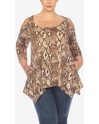 White Mark - Plus Size Snake Print Cold Shoulder Tunic Top - Lyst
