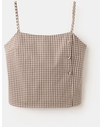 Mango - Gingham Check Button Top - Lyst