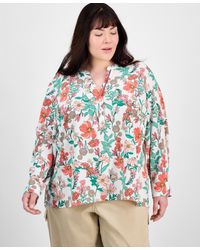 Tommy Hilfiger - Plus Size Floral-print Popover Tunic - Lyst