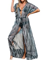 CUPSHE - Abstract Print Sheer Cover-up Duster Kimono - Lyst