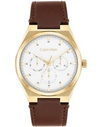 Calvin Klein - Ck Motion Leather Strap Watch 39mm - Lyst