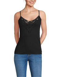 Lands' End - Variegated Micro Rib Lace Trim Cami - Lyst