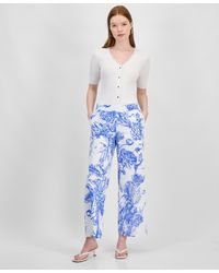 Tahari - Printed Wide-leg Pull-on Pants - Lyst
