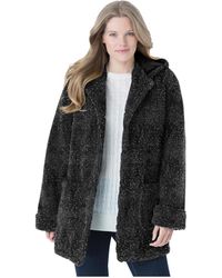 Woman Within - Within Short Hooded Berber Fleece Jacket - Lyst