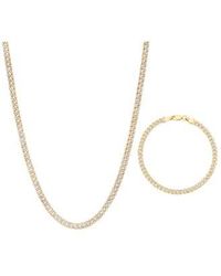 Macy's - Double Sided Cuban Link Chain Bracelet Necklace 4.5mm Collection In 10k Two Tone Gold - Lyst