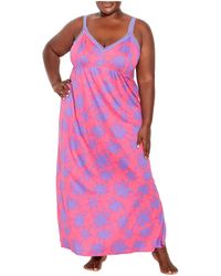 Avenue - Plus Size Lace Trim Print Maxi Sleep Dress - Lyst
