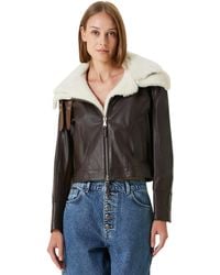 Pcfg - Double Collar Leather Jacket - Lyst