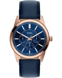Fossil - Pearson Multi-function Navy Leather Watch 42mm - Lyst