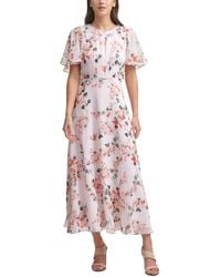 Calvin Klein - Floral-print Cape-back Maxi Dress - Lyst