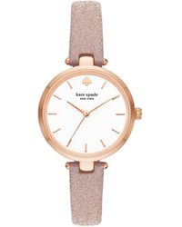 Kate Spade - Holland Three-hand Glitter Leather Watch 34mm - Lyst