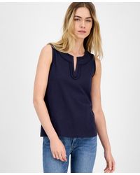 Nautica - Cotton Scalloped-trim Sleeveless Top - Lyst