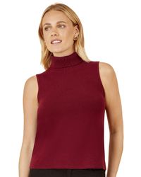 Yumi' - High Neck Knitted Sleeveless Sweater - Lyst
