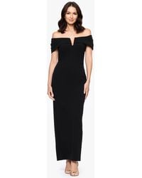 Betsy & Adam - Long Scuba Crepe Off-the-shoulder Dress - Lyst