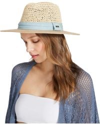 Steve Madden - Denim-trim Crochet Panama Hat - Lyst