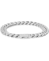 Steeltime - Stainless Steel Thick Cuban Link Chain Bracelet - Lyst