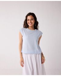 REISTOR - Button-back Crew Neck Top - Lyst