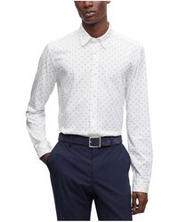 BOSS - Boss By Printed Slim-fit Cotton Blend Dress Shirt - Lyst