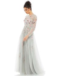 Mac Duggal - Embroidered Illusion High Neck Long Sleeve A Line Gown - Lyst