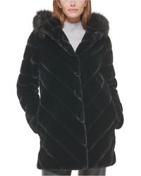 calvin klein green faux fur coat