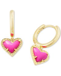 Kendra Scott - Pave & Colored Heart Charm huggie Hoop Earrings - Lyst