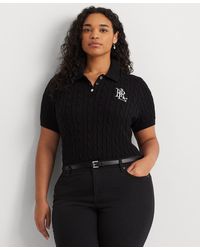 Lauren by Ralph Lauren - Plus Size Cable-knit Polo Shirt - Lyst