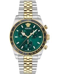 Versace - Swiss Chronograph Greca Chrono Wave Two-tone Stainless Steel Bracelet Watch 43mm - Lyst