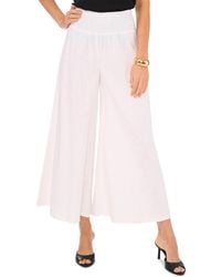 Vince Camuto - Linen Blend Smocked Waist Cropped Wide Leg Pants - Lyst