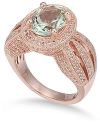 SUZY LEVIAN NEW YORK - Suzy Levian Sterling Silver Oval Cut Center Topaz Cocktail Ring - Lyst