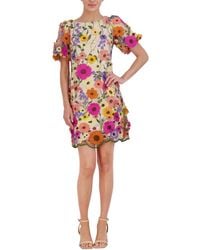 Eliza J - Petite 3d-floral Puff-sleeve Mini Dress - Lyst