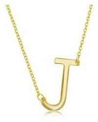 Simona - Sterling Silver 14k Gold Plated Sideways Initial Necklace - Lyst