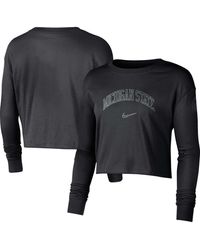 Nike - Michigan State Spartans 2-hit Cropped Long Sleeve Logo T-shirt - Lyst