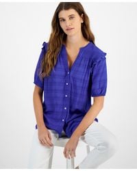 Tommy Hilfiger - Smocked Textured Blouse - Lyst