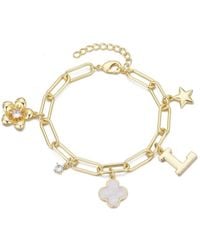 Adornia - Gold Initial Chunky Charm Bracelet - Lyst