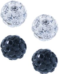 Giani Bernini - Crystal 4mm 2-pc Set Pave Stud Earrings In Sterling Silver, Available In Black And White Or Red And White - Lyst