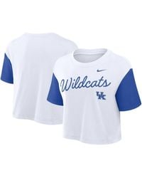 Nike - White/royal Kentucky Wildcats Color Block Script Performance Cropped T-shirt - Lyst