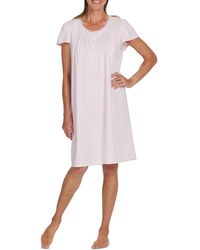 Miss Elaine - Short-sleeve Lace-trim Nightgown - Lyst