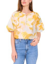 Vince Camuto - Printed Puff-sleeve Top - Lyst