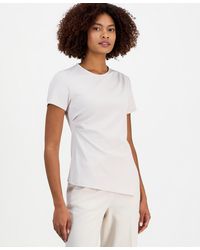Anne Klein - Draped-front Short-sleeve Top - Lyst