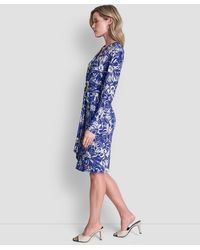 dkny women's long sleeve ombre faux wrap sequin dress princess polly baby blue dress DKNY Women's Long Sleeve Ombre Faux Wrap  Sequin Dress