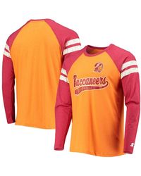 Starter Orange, Red Tampa Bay Buccaneers Throwback League Raglan Long Sleeve Tri-blend T-shirt