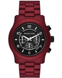 Michael Kors - Runway Chronograph Red Matte Coated Stainless Steel Bracelet Watch - Lyst