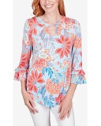 Ruby Rd. - Petite Bold Floral Puff Print Top - Lyst