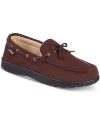 Isotoner - Water Repellent Microsuede Carter Boater Moccasin Slipper - Lyst
