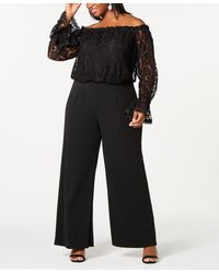Adrianna Papell - Plus Size Off-the-shoulder Lace Jumpsuit - Lyst