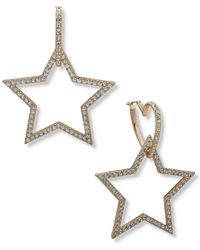Karl Lagerfeld - Gold-tone Pave Star Charm Heart Hoop Earrings - Lyst