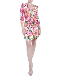 Julia Jordan - Floral-print 3/4-sleeve Twist-front Sheath Dress - Lyst