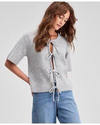 And Now This - Short-sleeve Tie-front Cardigan - Lyst