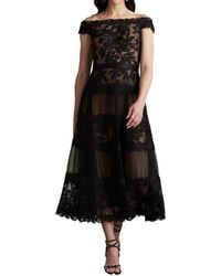 Tadashi Shoji - Adriane Floral Embroidered Tea-length Dress - Lyst